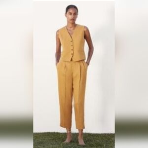 Zara Mustard Yellow Two Piece Vest Pants Set Small S